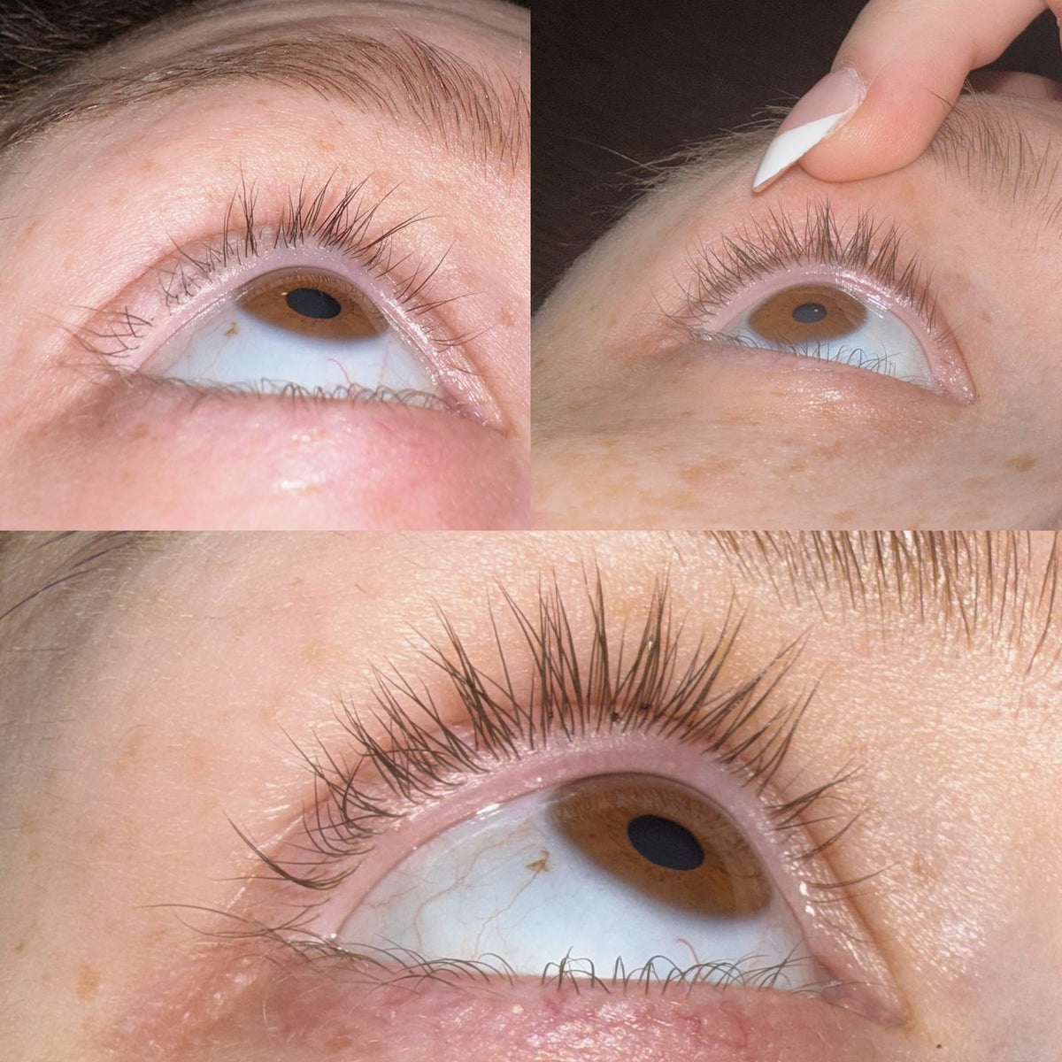 Light Heart lash serum before and after on natural lashes

